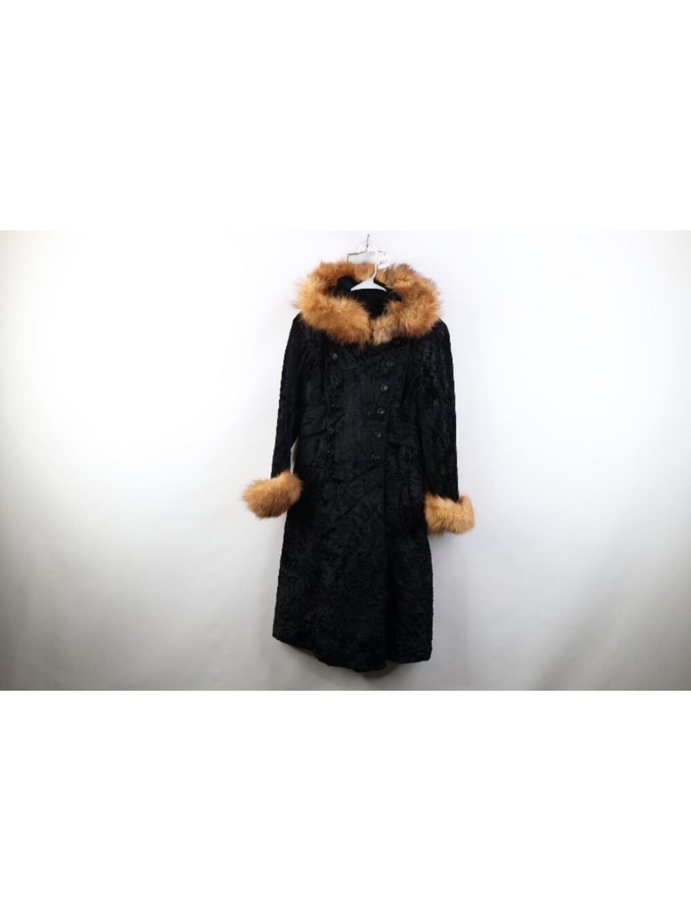 Vtg 60s Womens M Crushed Velvet Double Breasted Fur Trim Pennylane Hooded Jacket